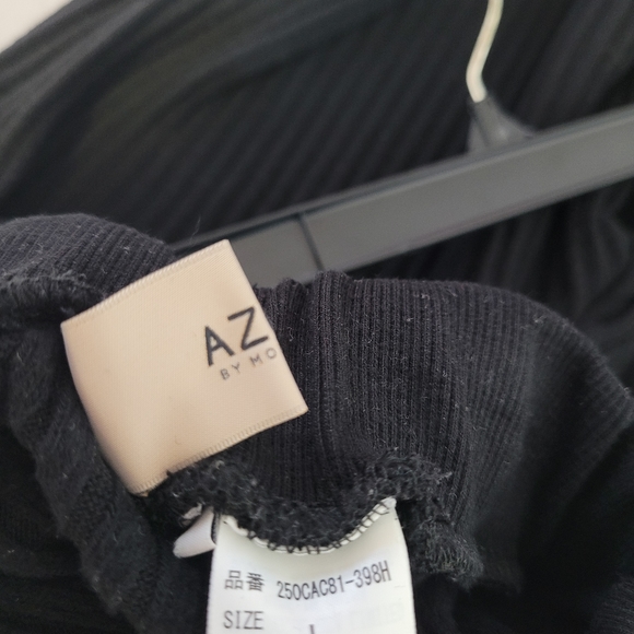 AZUL BY MOUSY Ribbed Wide Legged Elastic Tie Waist Stretchy Knit Pants - Picture 7 of 7